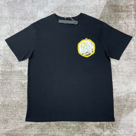 AMIRI cotton dust-proof fabric black T-shirt short sleeve